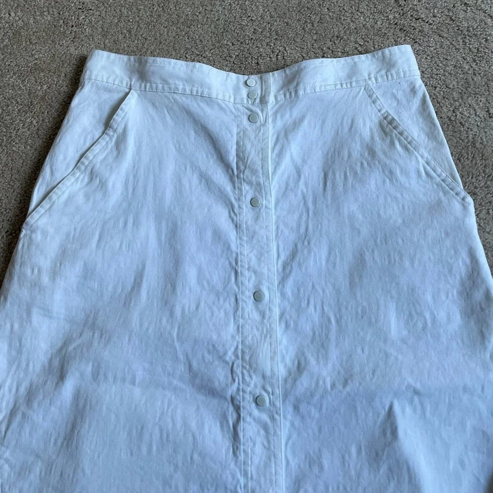 A.L.C. ALC White Linen Blend Snap Front Jayce Skirt Sz. 4 - Picture 3 of 6
